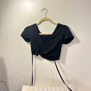 Black Wrap Crop Top